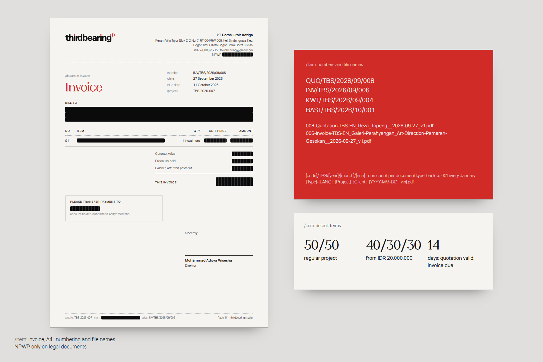 Invoice mockup following the document anatomy